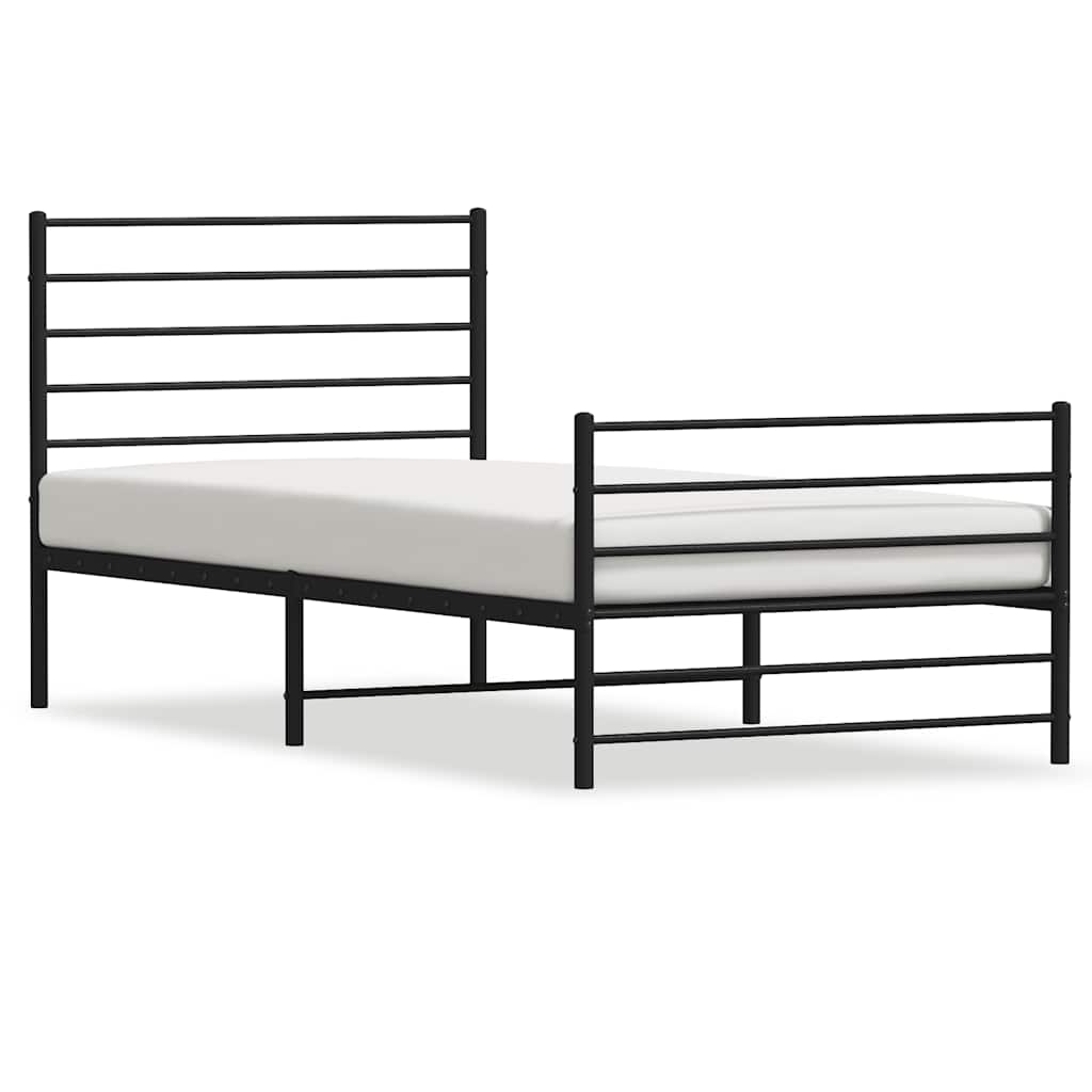 Vidaxl Металлическая Рама Кровати С Изголовьем И Изножьем, Черная, 100X190См
