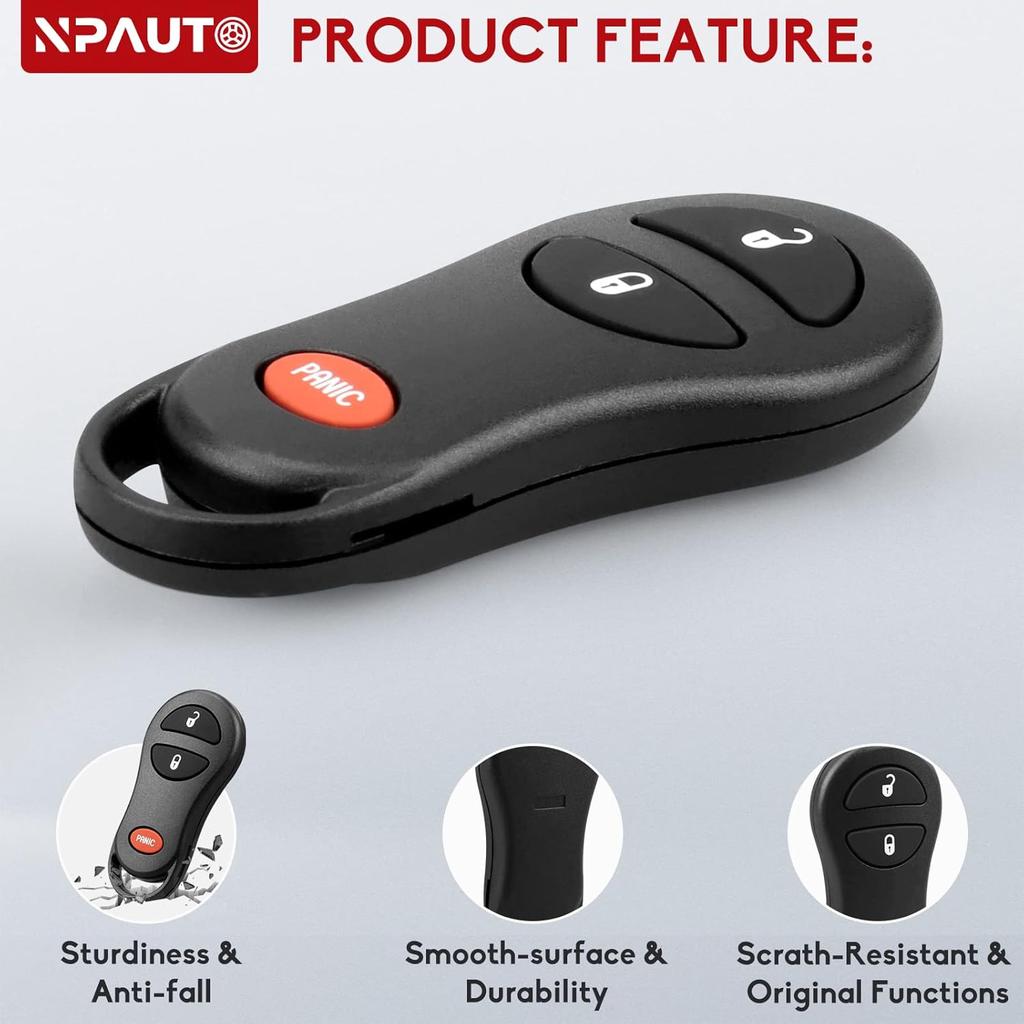 NPAUTO Key Fob Replacement Fits for Dodge Ram 1500 2500 3500 2002-2005, Dakota 2001-2004, Durango 2001-2003, Grand Caravan/Chrysler/Plymouth Prowler