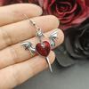 New Goth Skull Heart Enamel Peach HeartEarrings Personality Retro Red Roses Flowers Gothic Women's Earings Hanging Jewellry