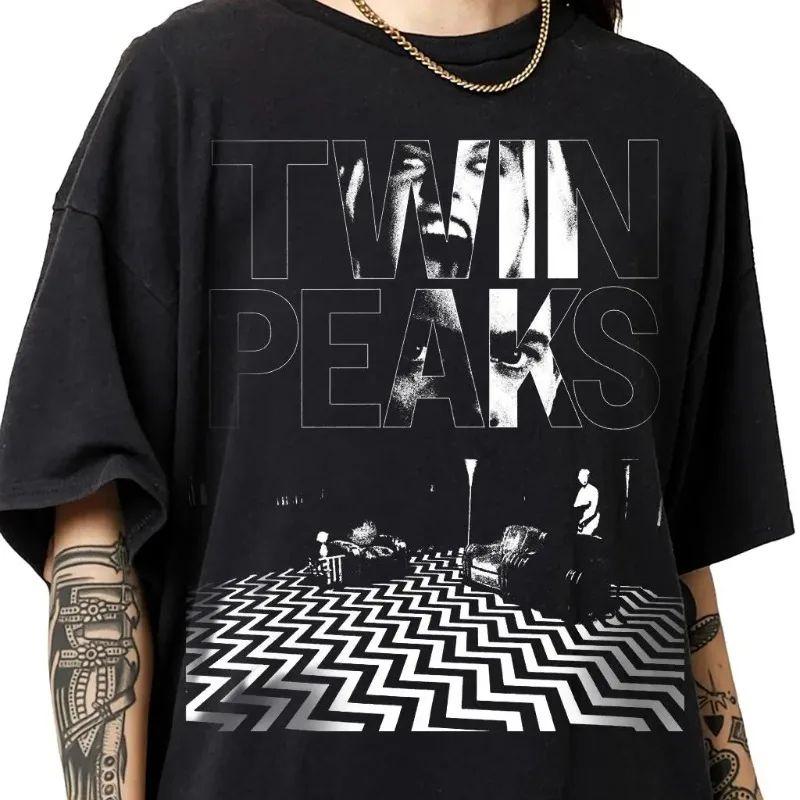 Horror Movie Themed Print Tshirt Tv Drama Twin Peaks T Shirts Summer New Vintage Casual And Fashionable Loose Tshirt Unisex