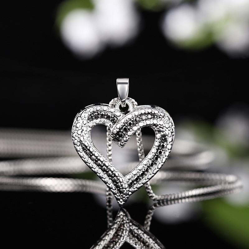 Sterling Heart Pendant Necklace for Women Bridal Wedding Necklace Engagement Party Statement Jewelry Gifts