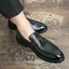 Fashion High Quality Men's Pointed Banquet Business Casual Leather Shoes Tassel Shoes Fashionable Carved Men's Comfortable Leather Shoes