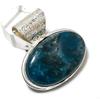 Neon Blue Apatite Gemstone Handmade 925 Sterling Silver Gift Pendant 1.62" V7d81