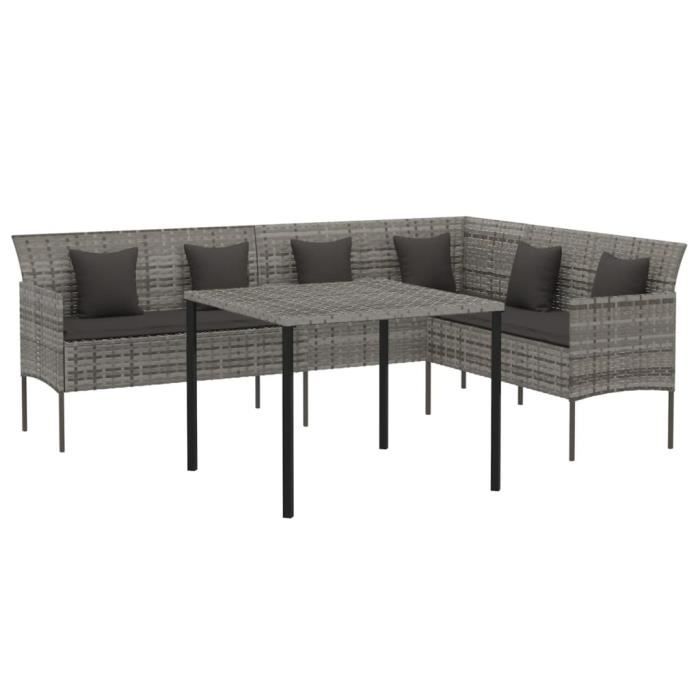 VidaXL Mobilier à dîner de jardin et coussins 2 pcs gris rotin 362339
