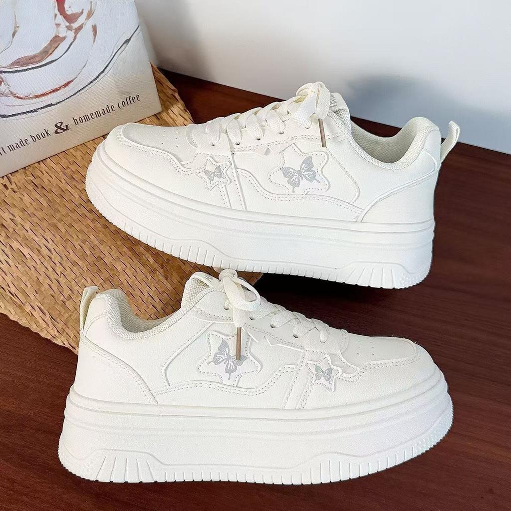 Вышивка Женские Новые Весенние Туфли на липучке Кожаные Студенческие Универсальные Туфли на плоской подошве Белые туфли