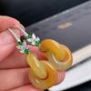Натуральные серьги-пазлы из желтого анита для женщин, новинка в китайском стиле, инкрустированные серьги, роскошные классические украшения