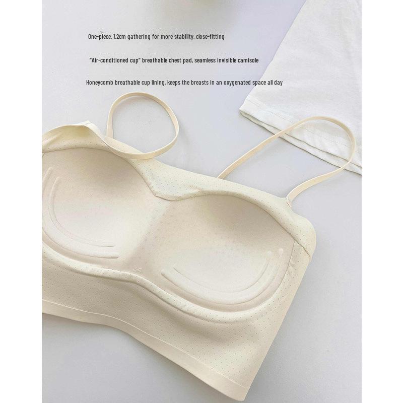 Seamless Gathered Sports Bra for Small-Chested Women - No Steel Ring, Upper Support, Side Coverage, Anti-Sagging, Anti-Exposure