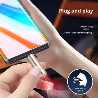 Yousheng Type-C Мобильная Портативная Зажигалка Мини Электронная Зажигалка для Автомобильных Свечей Зажигания Устройство Поджига Мобильного Телефона с Функцией Поджигания Дуновением Легкая