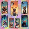 Французский Бульдог Арт Чехол для iPhone 15,16,12,14,17,13,11,Plus,Pro Max,8,7,XR,SE,XS,X,Mini,Мягкий Силикон Черный