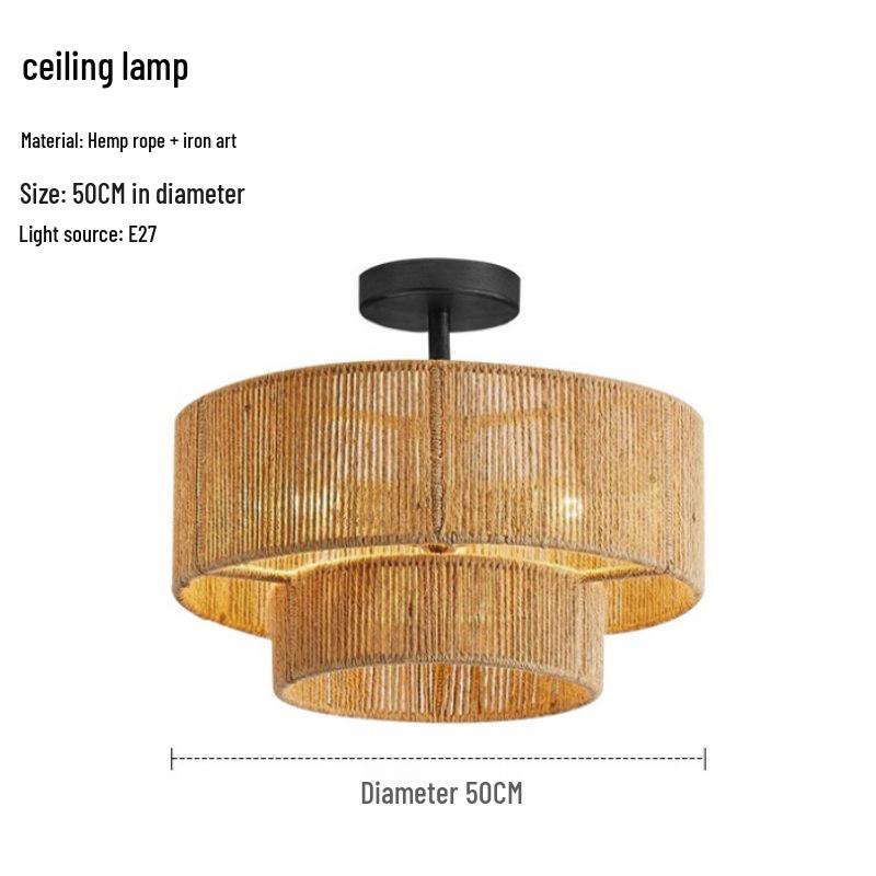 Винтажная люстра Ваби-Саби с кисточками из пеньковой веревки для спальни или гостиной