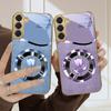 Изысканные цветы Для Samsung Galaxy S20 FE S21 S22 Ultra S23 Plus S24 Ultra 25Ultra S21+ S9+ 22Plus Золотой стеклянный чехол для телефона