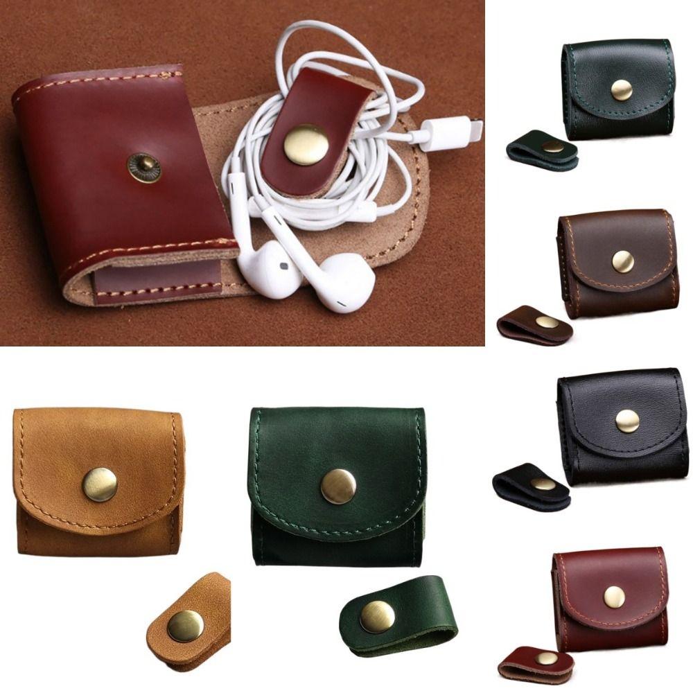 Waterproof Leather Data Cable Storage Box Mini Mini Coin Purse Key Holder Headphone Bag Travel
