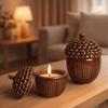 with Lid Ceramics Storage Jar Multi-functional Candlestick Decorative Pinecone Candle Cup  Gift