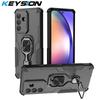 KEYSION Противоударный чехол для Samsung A56 5G A36 A16 Мягкий силиконовый + PC Вертикальный металлический чехол-подставка для телефона Galaxy A16 A36 A56
