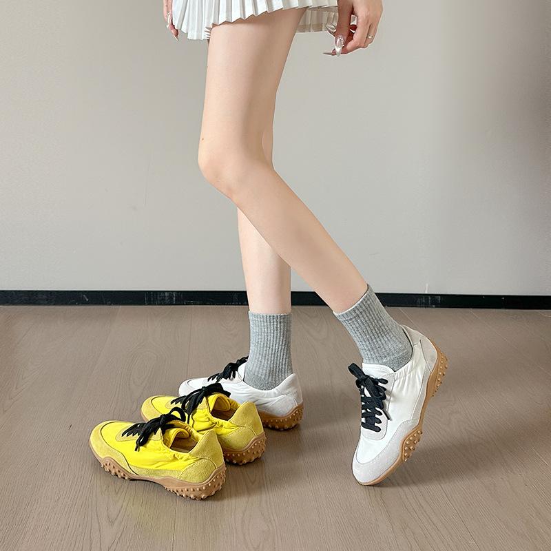 Color Matching Retro Lace-up German Training Shoes Hiking Outdoor Comfortable Soft-soled Single Shoes 2025 Spring New Casual Board Shoes Women