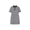 SS24 Houndstooth Polo Neck Woven Casual Fashion Dress Women Dresses Legendary-Blue F11W411302F-NV