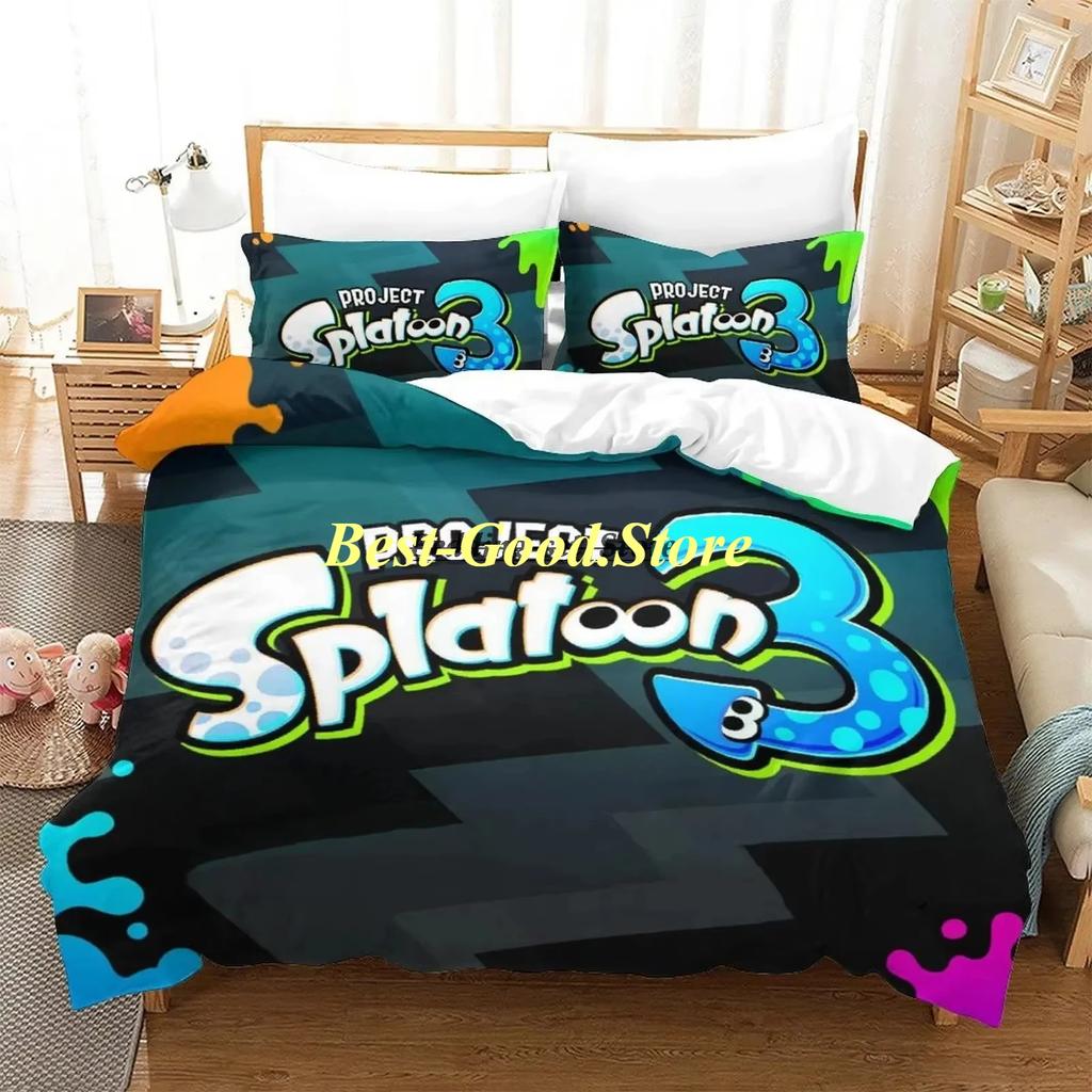 Splatoon 3 Inkling Squid Комплект постельного белья Single Twin Full Queen King Size Комплект постельного белья Aldult Kid Bedroom Комплект пододеяльников Комплект постельного белья