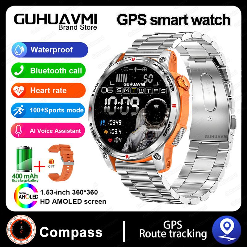 Новые умные часы для активного отдыха GPS-компас AMOLED-экран Водонепроницаемые для плавания Bluetooth-звонки Умные часы для мужчин и женщин
