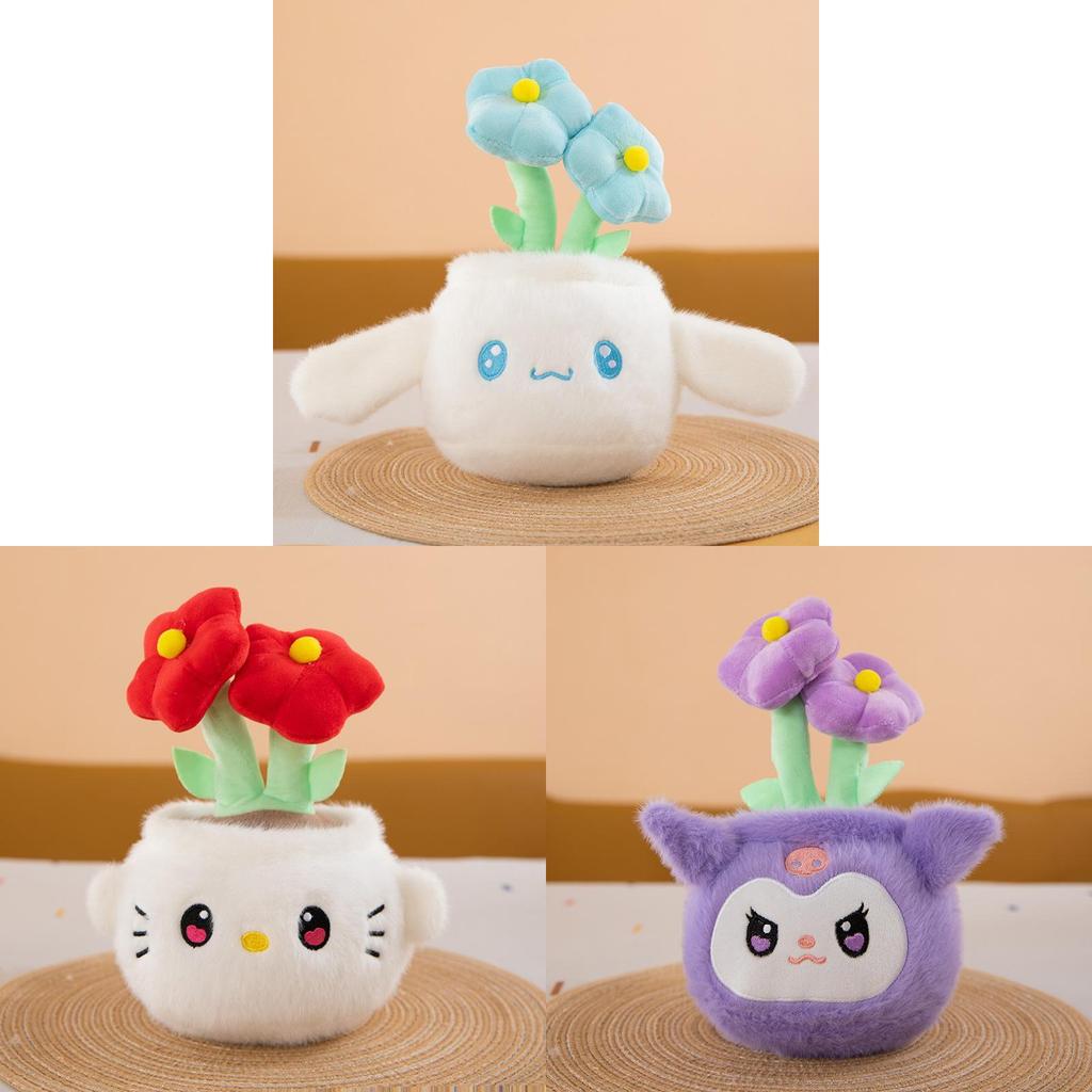 Kuromi Hello Kitty Melody Cinnamoroll Spongebob Squarepants Plush Plant Pot With Soft Pp Cotton Plush Toy For Kids Room Decor