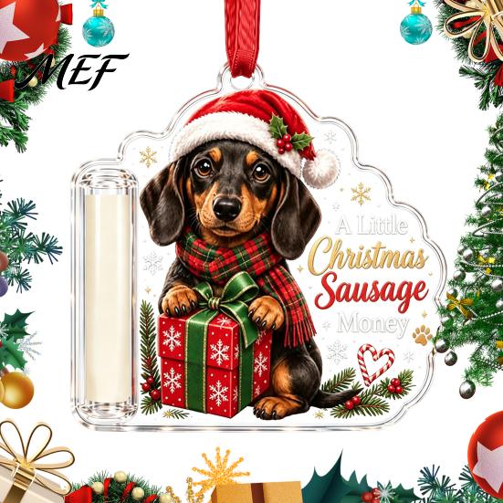 Graduation Money Gift Christmas Cash Holder Ornament, Cute Dog Clear for Decorative Gift, Xmas Tree Hanging Decoration Holiday Party Supplies