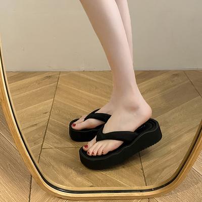 Разноцветные сандалии с квадратным носком, низкая обувь, женские 2025, женские резиновые шлепанцы, домашние тапочки, платформа, пантофли, гавайские летние