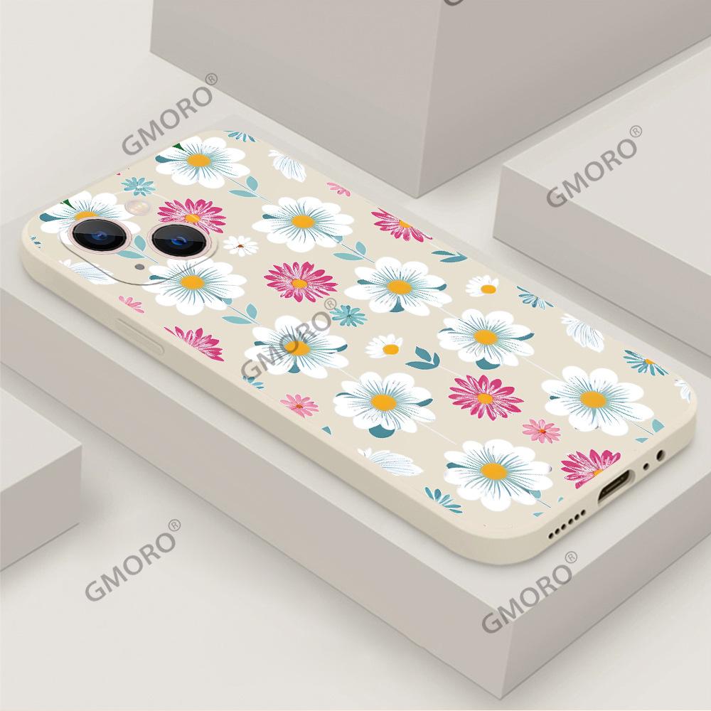 Новый маленький цветочный чехол с ромашками, подходящий для iPhone17, маленький свежий чехол для мобильного телефона, Apple 16pm, женский силиконовый чехол