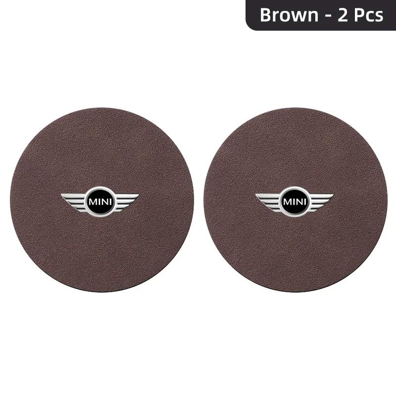 2Pcs Car Suede Coaster Anti-Slip Water Cup Pad Accessories For MINI One Cooper JCW Countryman Clubman Cabrio Paceman Coupe dymfu11