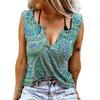 Женские майки, сексуальные летние топы без рукавов с V-образным вырезом, жилет с 3D принтом, синие топы из кешью
