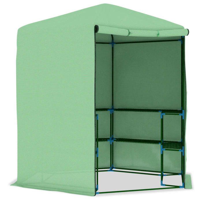VidaXL Greenhouse with Shelves Plant Shelter Flower Greenhouse Plant Greenhouse Vegetables Garden Rust-Resistant Outdoor Steel 48166