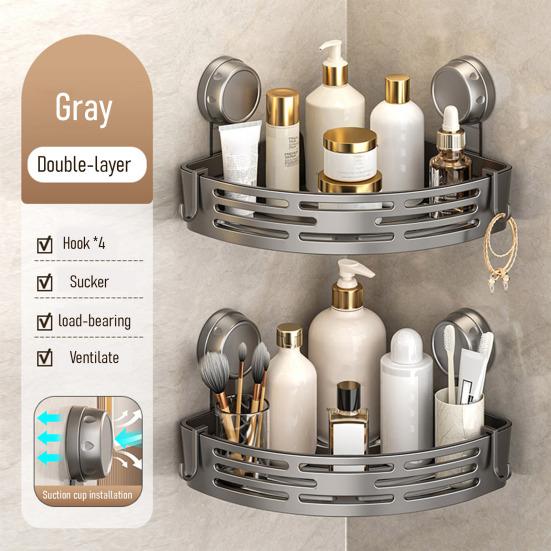 Настенный стеллаж для ванной комнаты без сверления, угловая полка на прочных присосках, нержавеющий органайзер для душа, экономичный по месту, треугольная полка для ванной