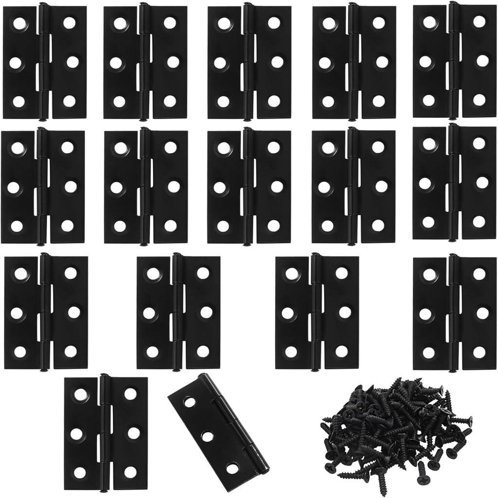 16 2-inch black flat hinges including mounting screws