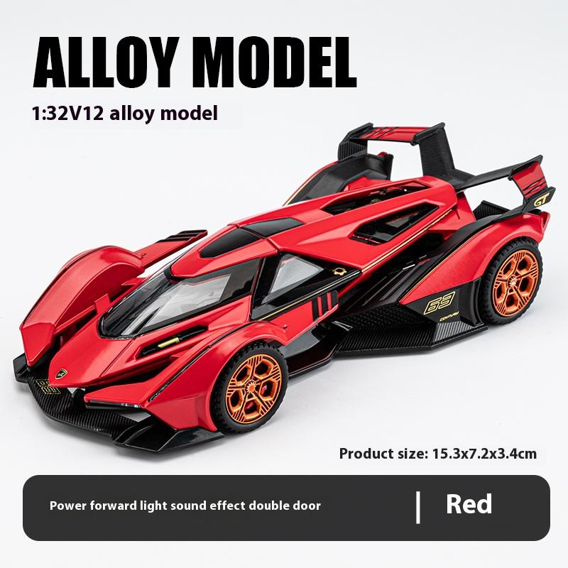 Игрушечная модель автомобиля Lambo V12 Concept Car из сплава в масштабе 1/32 со звуком, светом и пружинным механизмом - идеальный подарок для любителей автомобилей и детей