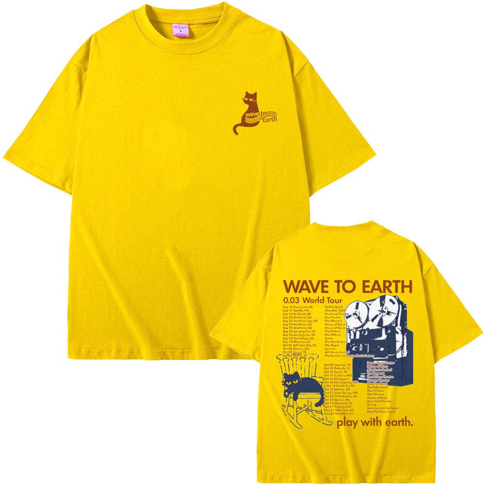 Wave To Earth Cat 0.03 Мировой тур Футболка Унисекс Унисекс Корейский модный тренд Футболка Унисекс Хлопковые футболки оверсайз Y2k Уличная одежда