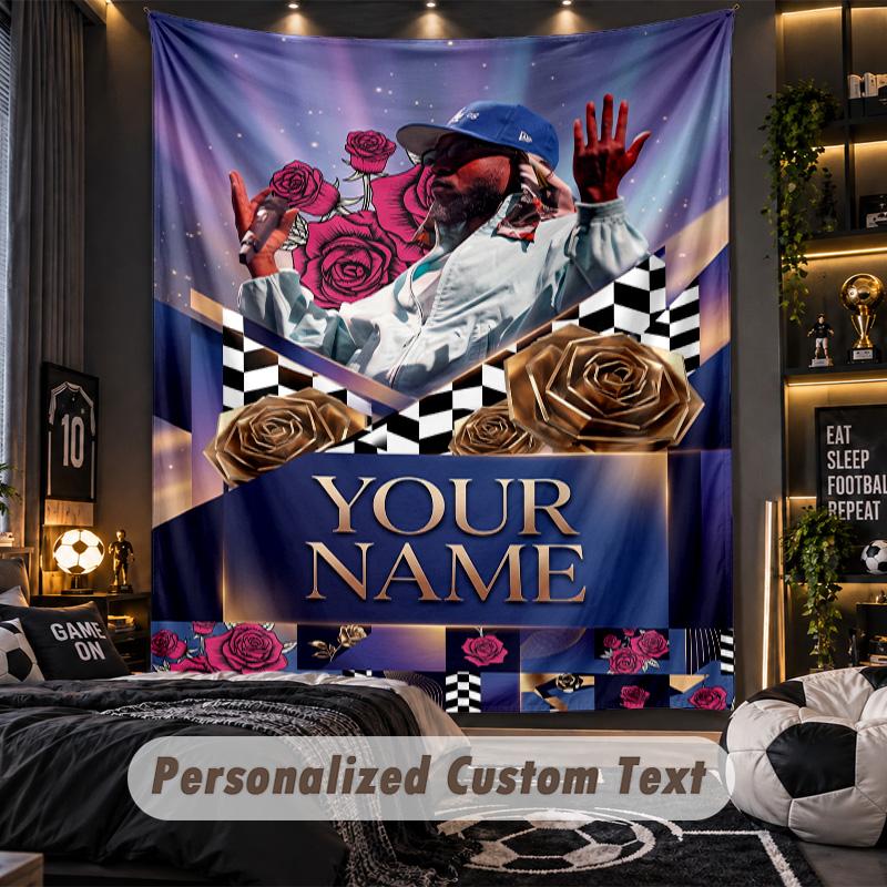 Personalized Wall Tapestry,Kendrick Lamar Custom Printed Name, Fabric Wall Art For Indoor Room Backdrop