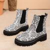 Autumn and Winter New Printed Martin Boots Large Size Wind Casual Fashion One-pedal Women's Boots