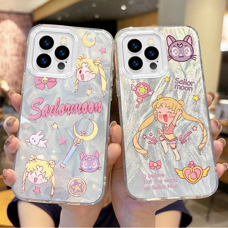Милый Чехол-Градієнт для Телефона Sailor Moons Аніме для iPhone 16 15 14 13 12 11 8 7 6 Pro Max Plus XS XR Жесткие Ударопрочные Задние Крышки