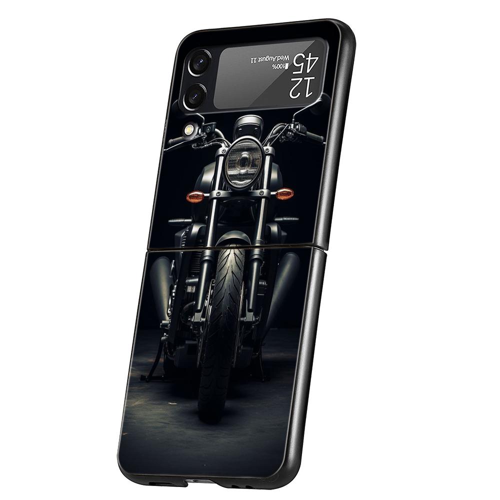 Жесткий пластиковый чехол для телефона на мотоцикл Для Samsung Galaxy Z Flip 5 4 3 Черная крышка Для Galaxy Z Flip 6 Складные противоударные чехлы Fundas
