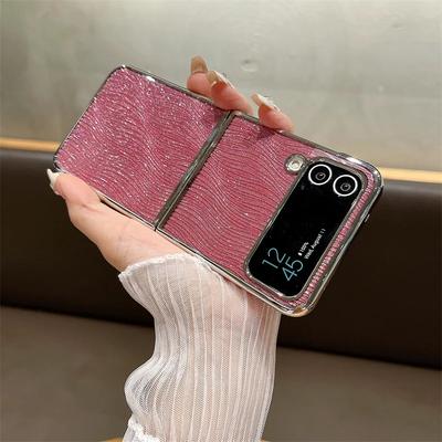 Для Samsung Galaxy Z Flip 6 5 4 3 Чехол Роскошный Блестящий Картхолдер Гальванизированный ПК Ударопрочная Задняя Крышка