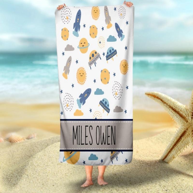 Персонализированное полотенце «Солнечная система» для детей, на заказ, пляжное, для бассейна, банное полотенце для подростков, малышей, мальчиков и девочек