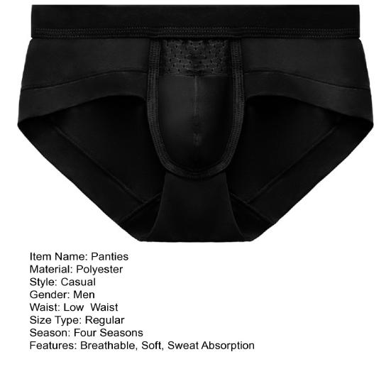 Men Briefs Low Waist Solid Color Breathable Elastic Sweat Absorption Anti-septic Slim Fit