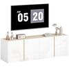 TV Unit, TV Bench with 4 Soft-close Doors, Adjustable Shelf and Cable Pass-through, 135 X 38 X 45 Cm, White