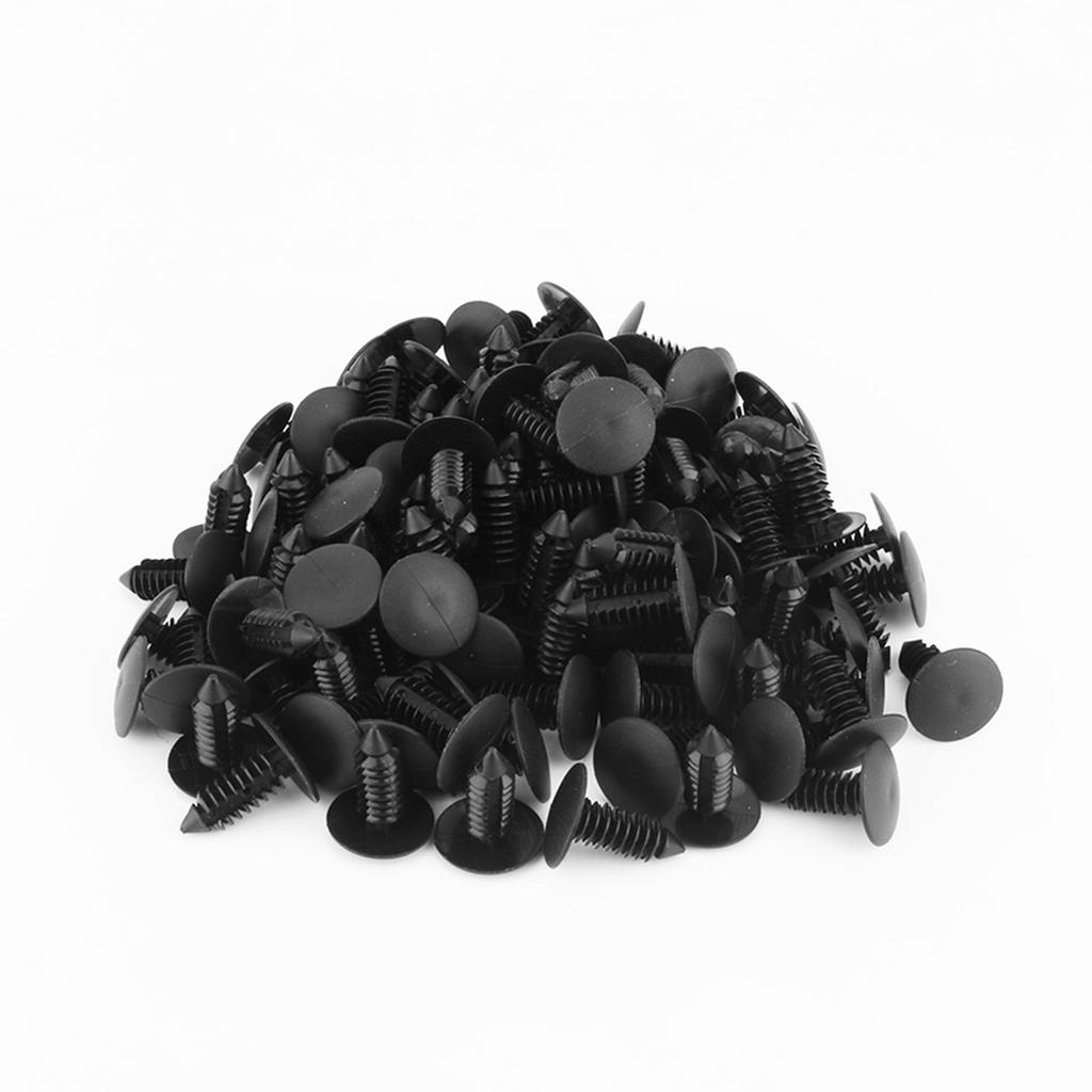100pcs Car Door Trim 7.5mm Hole Plastic Push in Rivets Fastener Black