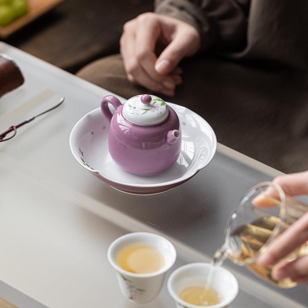 Guanlan Wisteria Ceramic Teapot: Elegant Hand-Painted Ladies' Tea Infuser Set for Kung Fu Tea Brewing