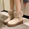 Fashion Winter Round Toe Large Size Warm Platform Woman Shoes 2025 Novelty New In Fashion Padded Goth Fleece-lined Snow Boots for Women