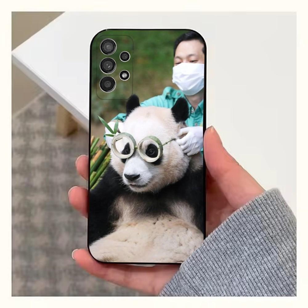 Милый чехол для телефона с изображением животного Фубао Панда для Samsung S25, S24, S23, S22, S20, S21, S10, Ultra, Plus, Lite, FE, Мягкий силиконовый черный чехол