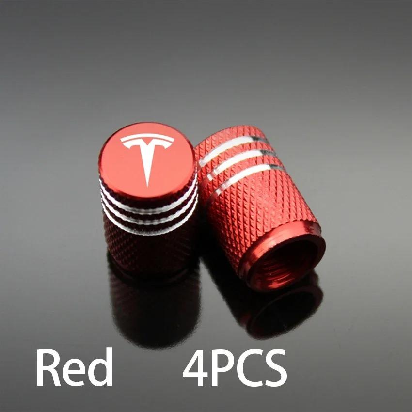 CSNK3 Tesla Model 3 Y S X - 4PCS Aluminum Alloy Tire Valve Stem Caps Covers, Car Wheel Accessories Replacement