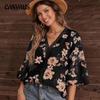 Women's Summer New Loose Type V-neck Temperament Commuter Flare Sleeve Lace Blouse Chiffon Shirt