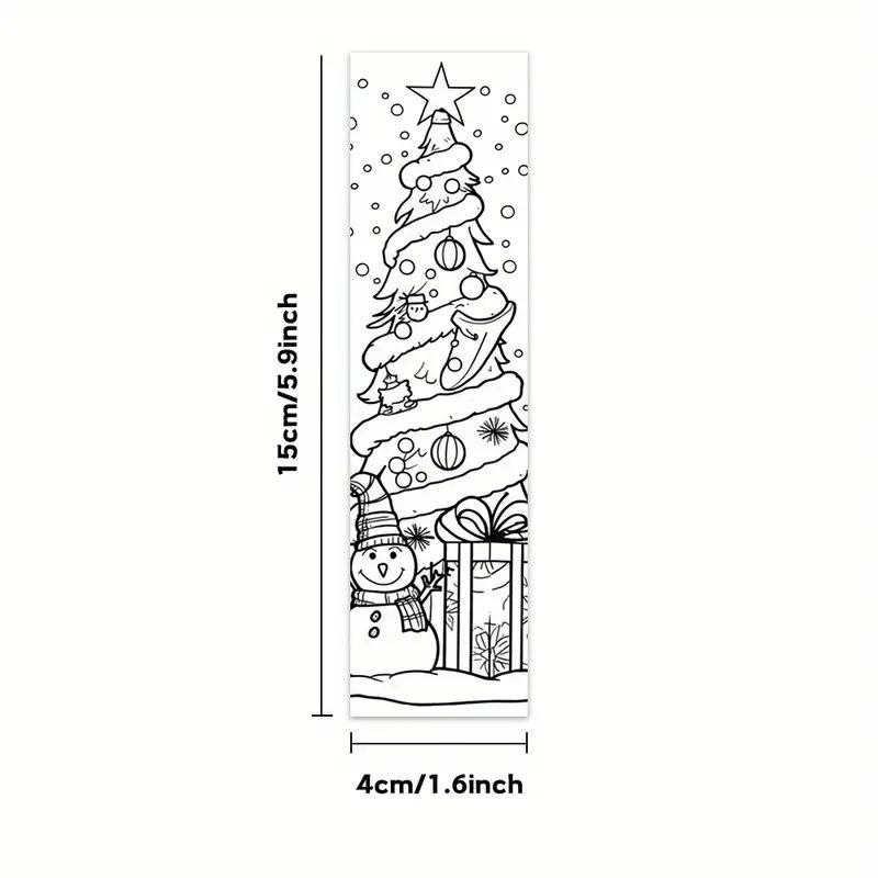 32pcs Christmas DIY Cartoon Graffiti Bookmark Minimalist Line Coloring Blank Bookmark Handicraft Decoration Pendant, Bookmark