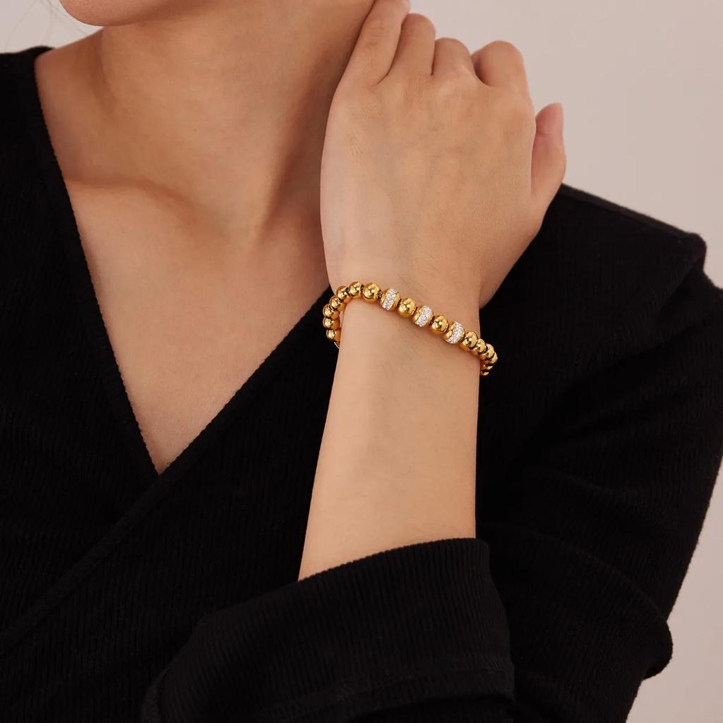 Роскошный браслет-сфера с регулируемой цепочкой - Ювелирные изделия из нержавеющей стали для женщин, Гипоаллергенный подарок, Золотистые браслеты-аксессуары