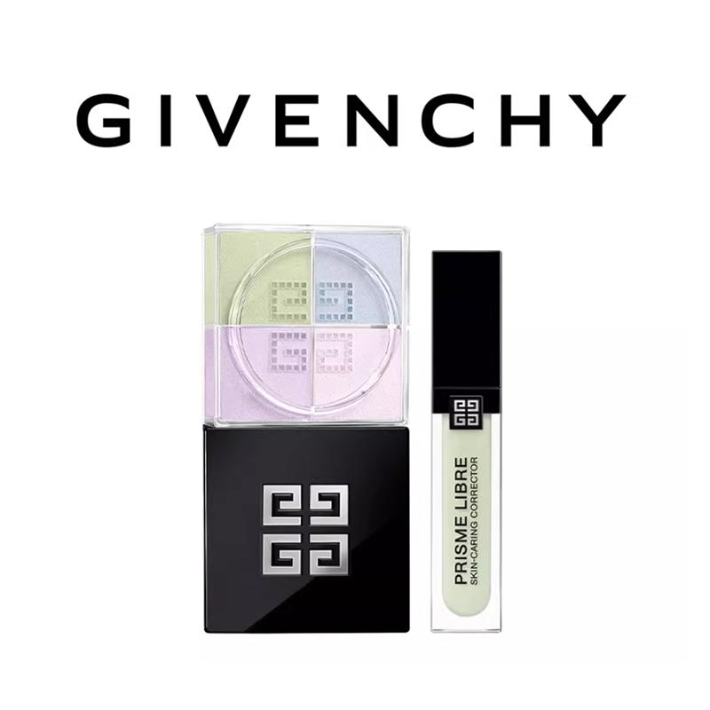 Givenchy Новогодний Лимитированный Подарочный Набор Макияжа 2026, Рассыпчатая Пудра Prisme Libre #1 12 г + Корректор Цвета Зеленый 11 мл, Набор Косметики для Женщин 2 шт.